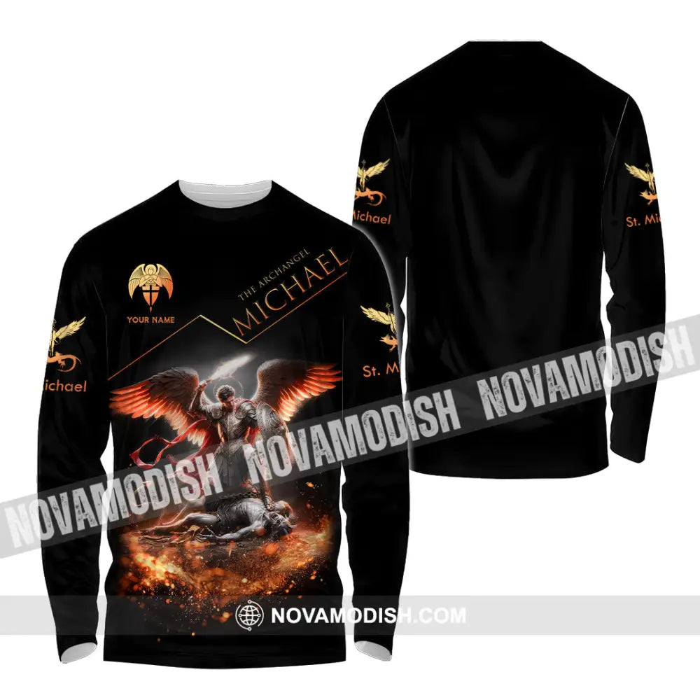 Unisex Shirt Custom Name Michael God And Satan Long Sleeve / S T-Shirt