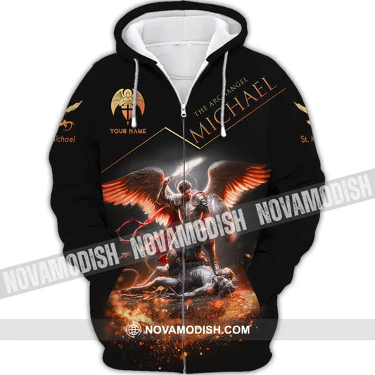 Unisex Shirt Custom Name Michael God And Satan Zipper Hoodie / S T-Shirt