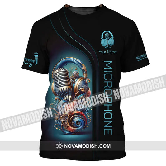 Unisex Shirt Custom Name Microphone Hoodie Polo Mic T-Shirt / S