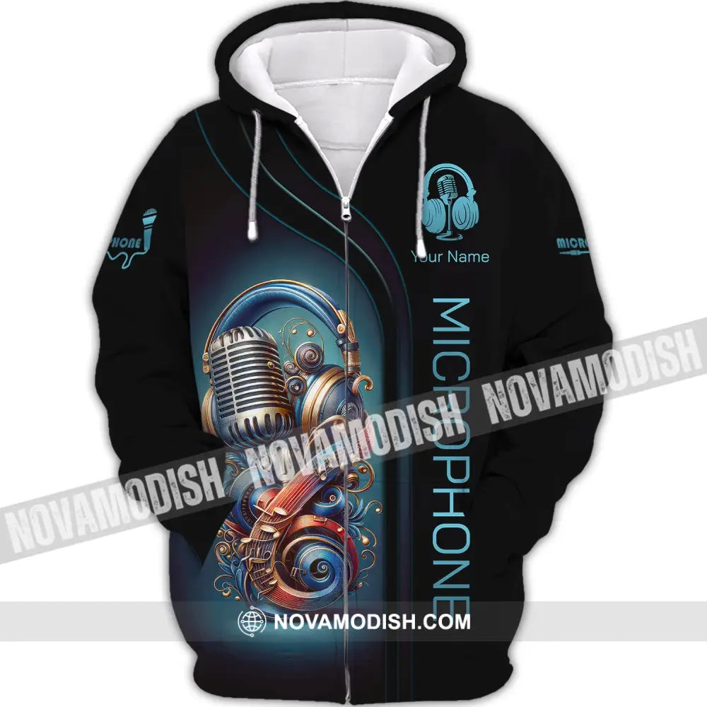 Unisex Shirt Custom Name Microphone Hoodie Polo Mic Zipper / S T-Shirt