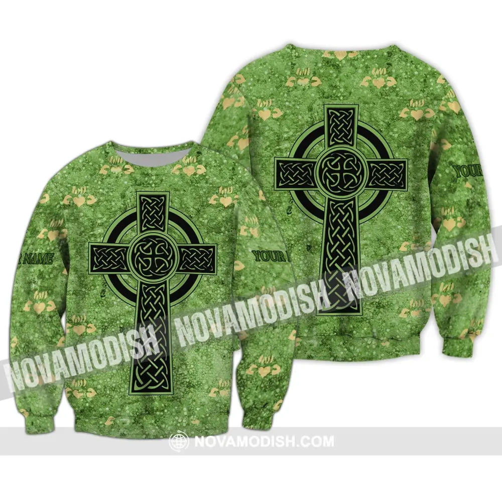 Unisex Shirt - Custom Name Shirt - Mini Heart Patrick’s Day Gift Happy Saint Patrick’s Day Long Sleeve / S T-shirt