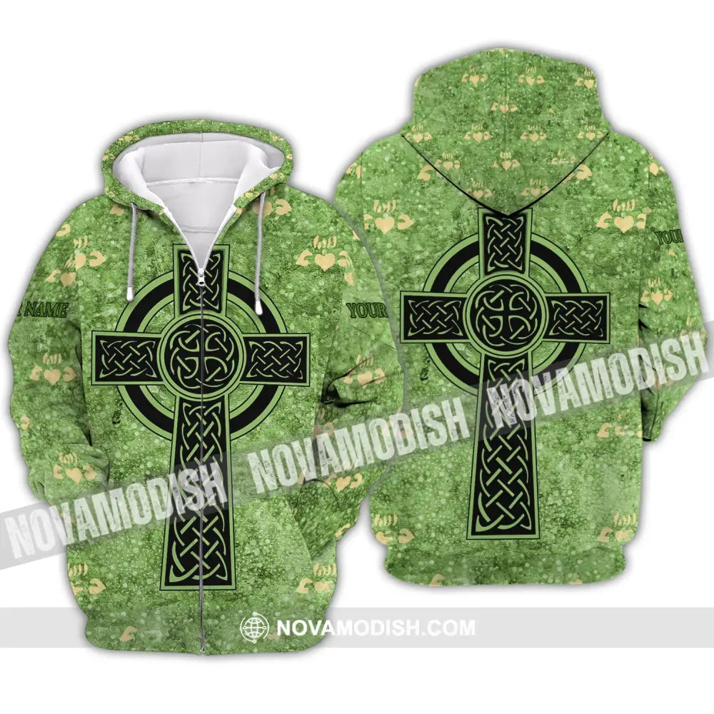 Unisex Shirt - Custom Name Shirt - Mini Heart Patrick’s Day Gift Happy Saint Patrick’s Day Zipper Hoodie / S T-shirt