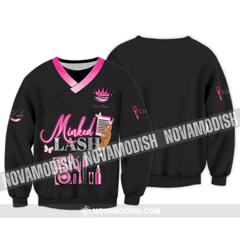 Unisex Shirt - Custom Name Minked Lash Shirt Long Sleeve / S T-shirt