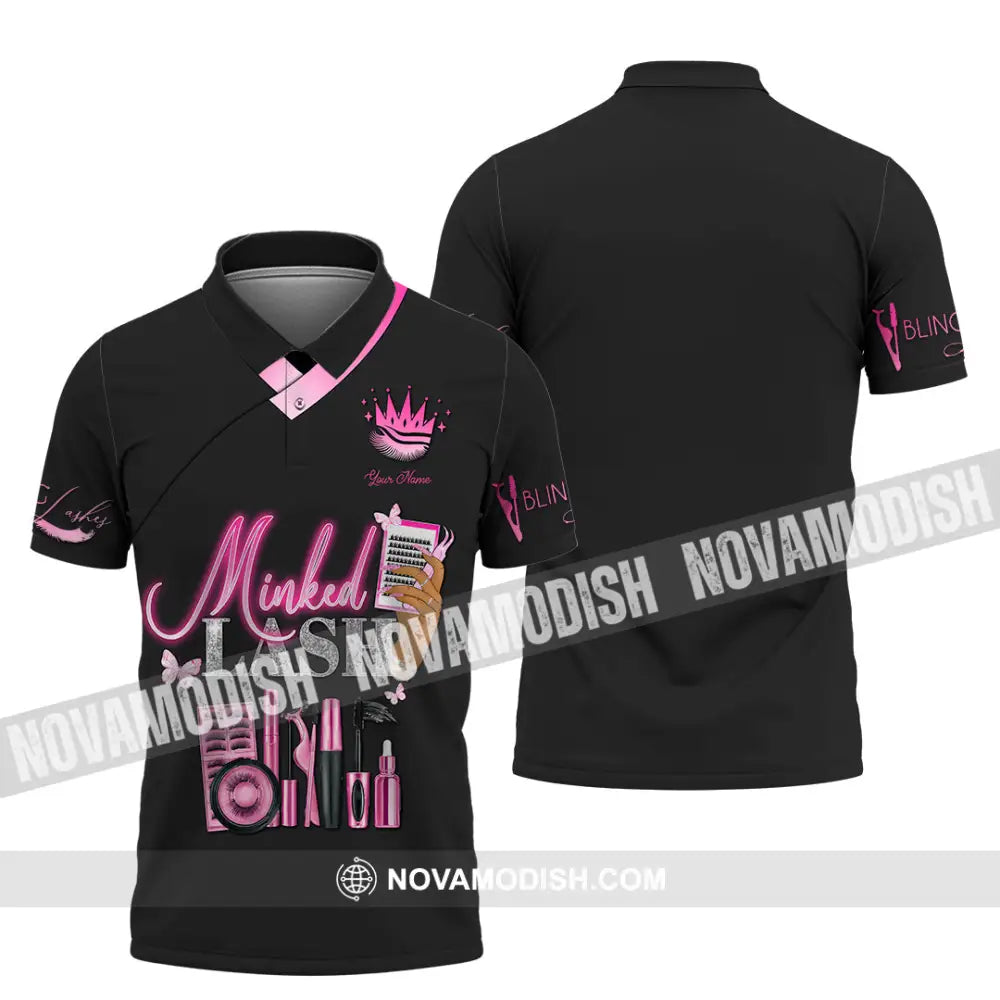 Unisex Shirt - Custom Name Minked Lash Shirt Polo Shirt / S T-shirt