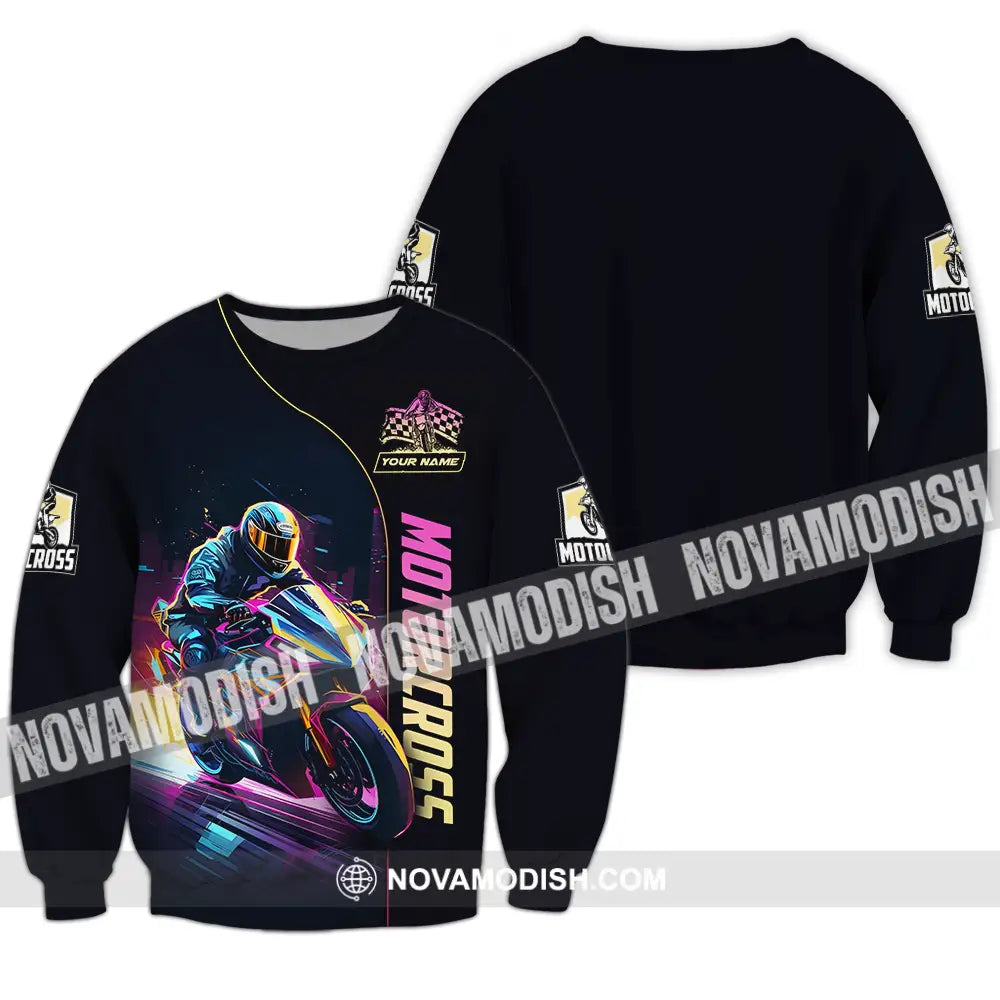 Unisex Shirt - Custom Name Moto Bike Player Sport Shirt Motocross Long Sleeve / S T-shirt