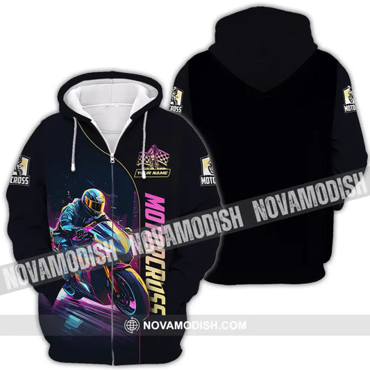 Unisex Shirt - Custom Name Moto Bike Player Sport Shirt Motocross Zipper Hoodie / S T-shirt