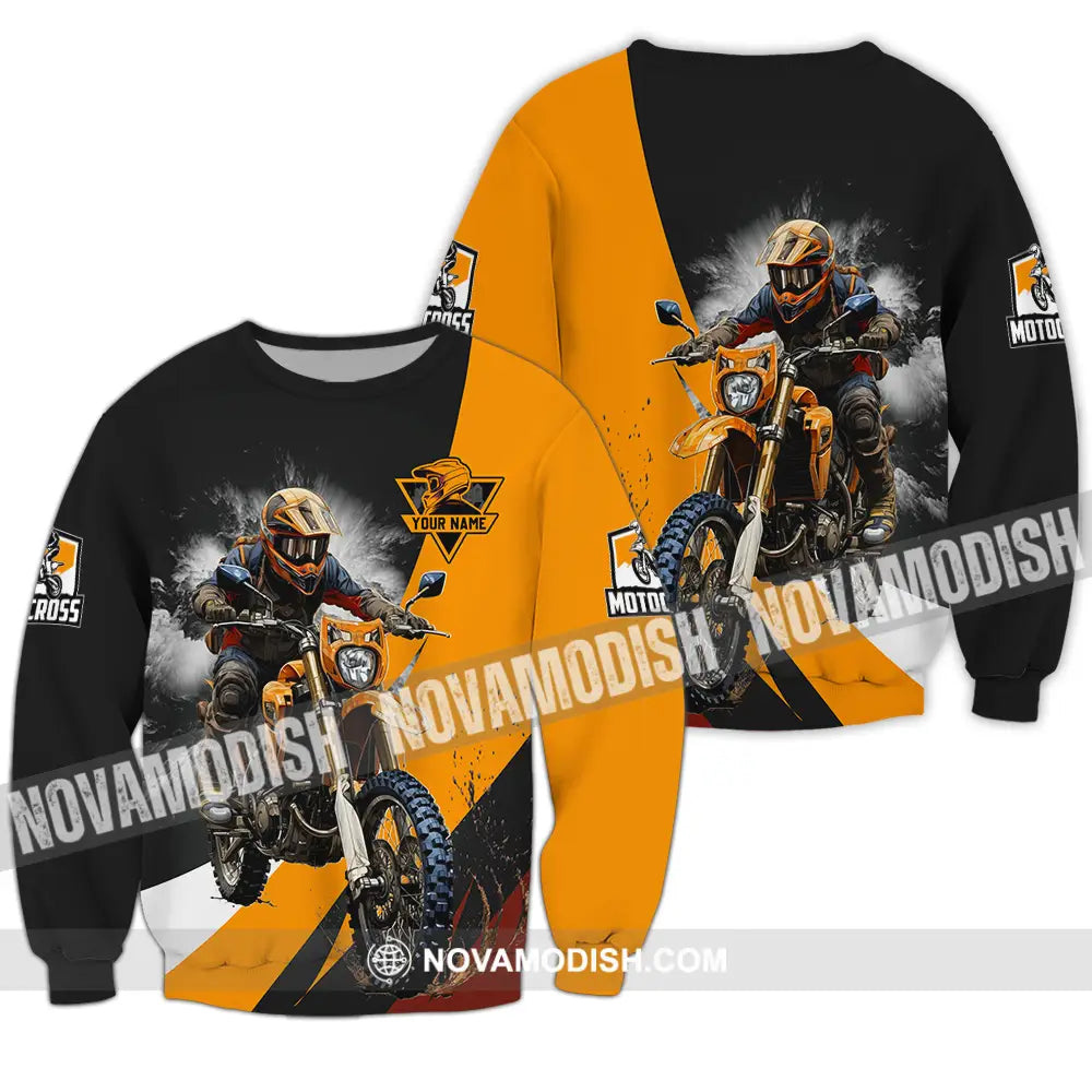 Unisex Shirt - Custom Name Motobike Shirt For Player Earth Color Long Sleeve / S T-shirt