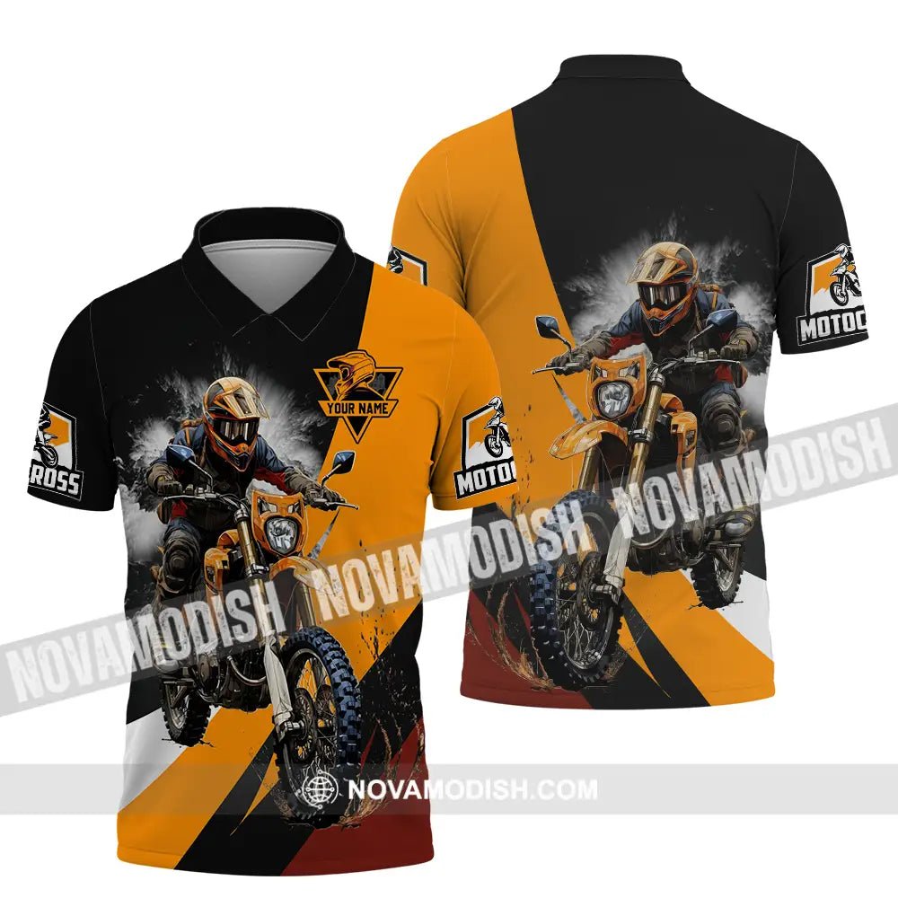 Unisex Shirt - Custom Name Motobike Shirt For Player Earth Color Polo Shirt / S T-shirt
