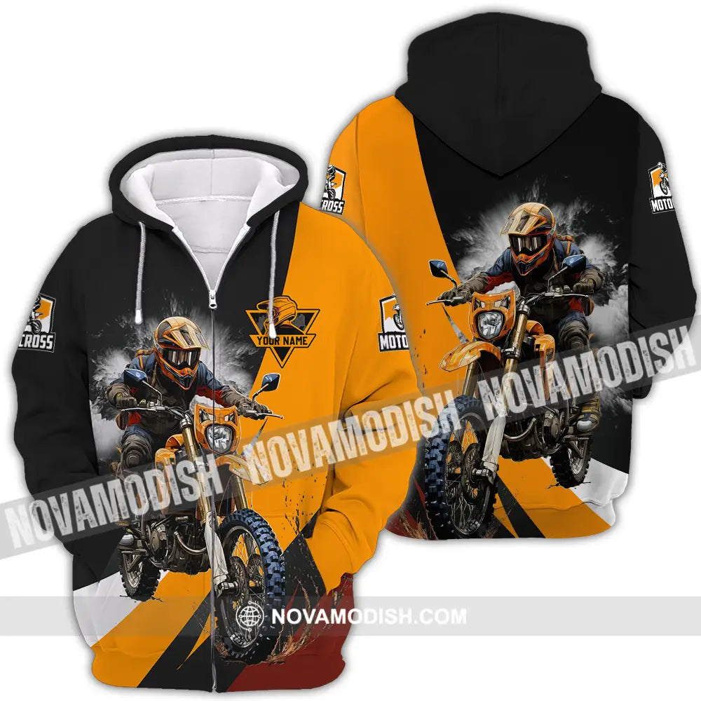 Unisex Shirt - Custom Name Motobike Shirt For Player Earth Color Zipper Hoodie / S T-shirt