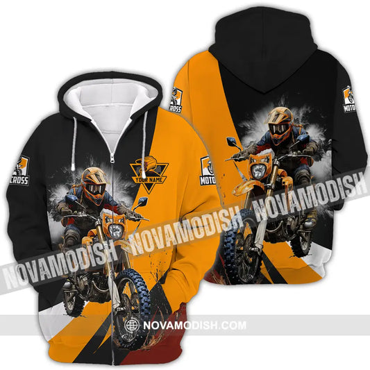 Unisex Shirt - Custom Name Motobike Shirt For Player Earth Color Zipper Hoodie / S T-shirt