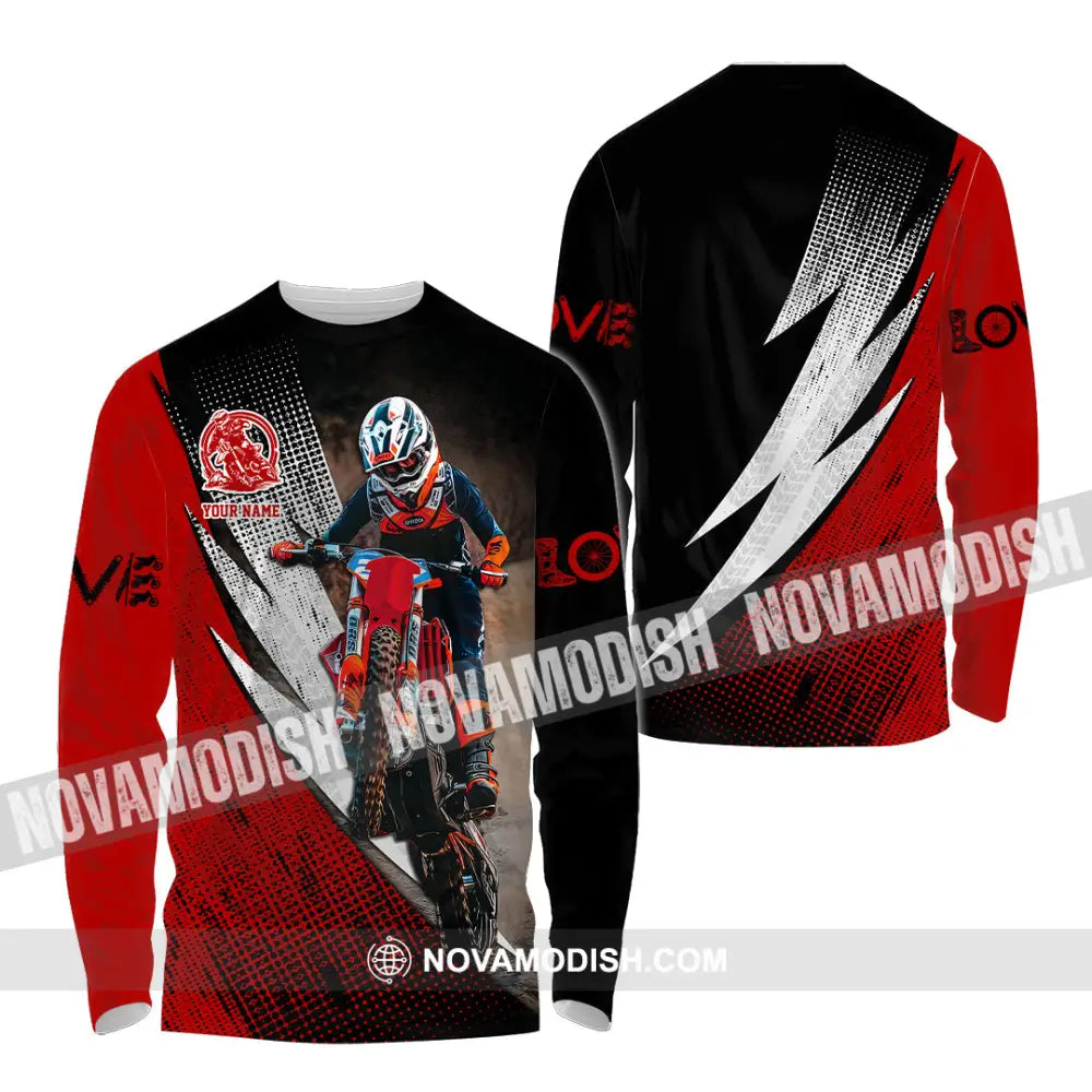 Unisex Shirt - Custom Name Motobike Shirt For Player Love Long Sleeve Shirt / S T-shirt