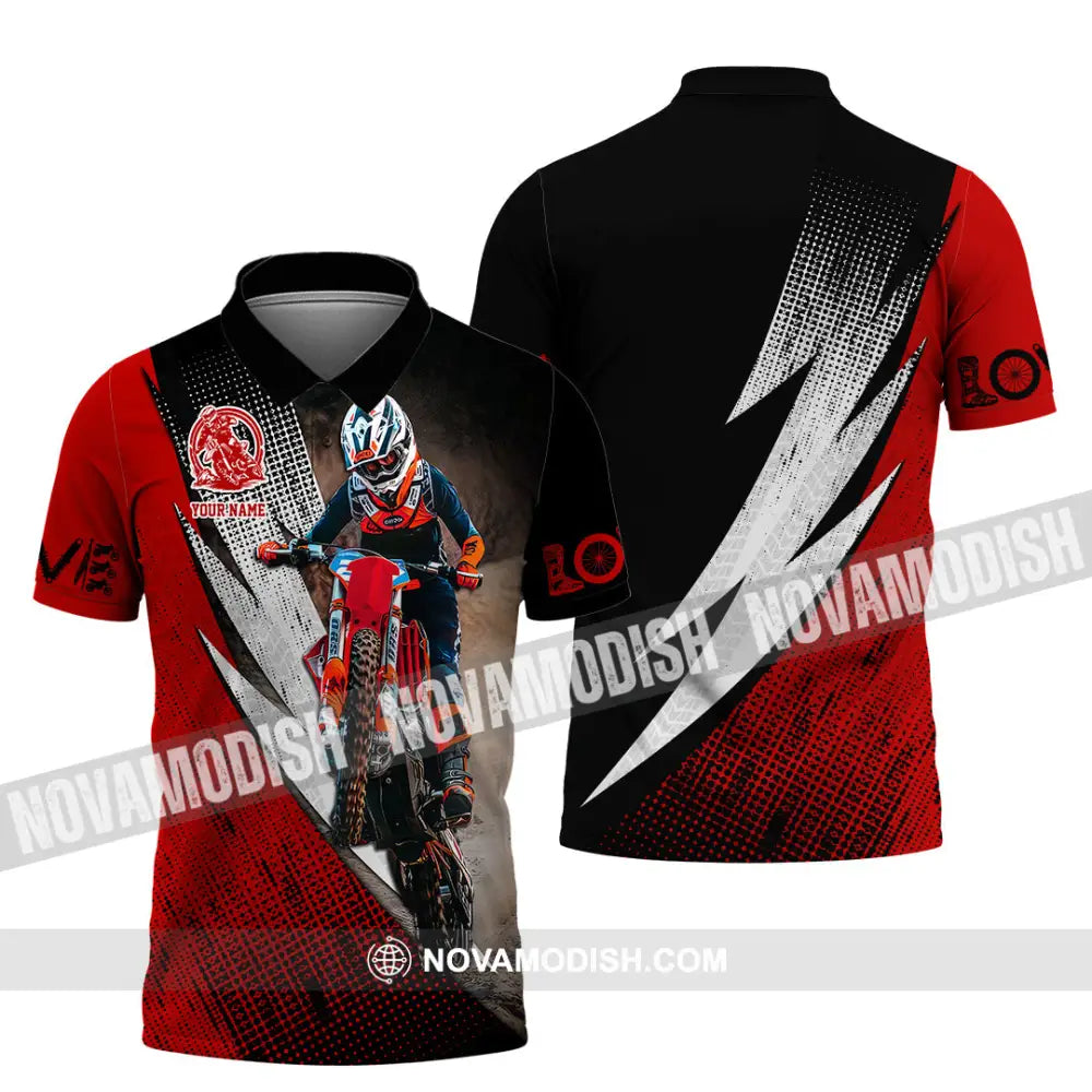 Unisex Shirt - Custom Name Motobike Shirt For Player Love Polo Shirt / S T-shirt