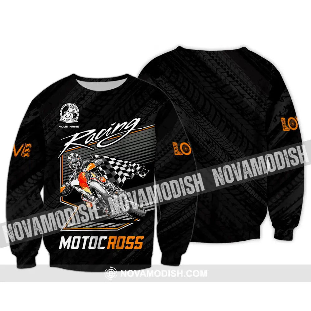 Unisex Shirt - Custom Name Motobike Shirt For Player Racing Long Sleeve / S T-shirt