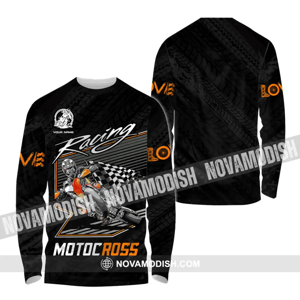 Unisex Shirt - Custom Name Motobike Shirt For Player Racing Long Sleeve Shirt / S T-shirt