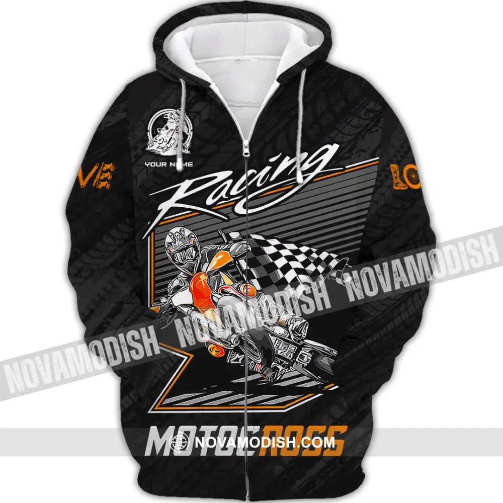 Unisex Shirt - Custom Name Motobike Shirt For Player Racing Zipper Hoodie / S T-shirt