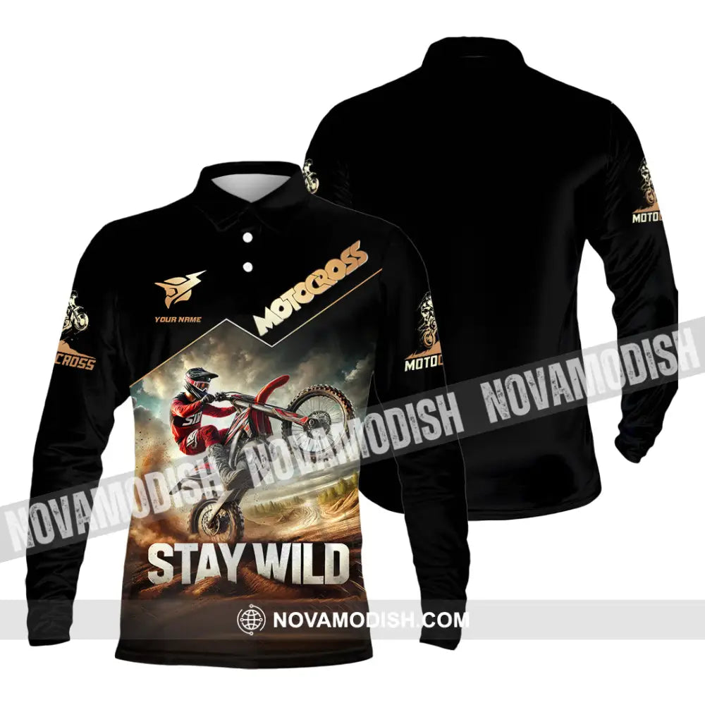 Unisex Shirt Custom Name Motocross Polo Long Sleeve / S T-Shirt