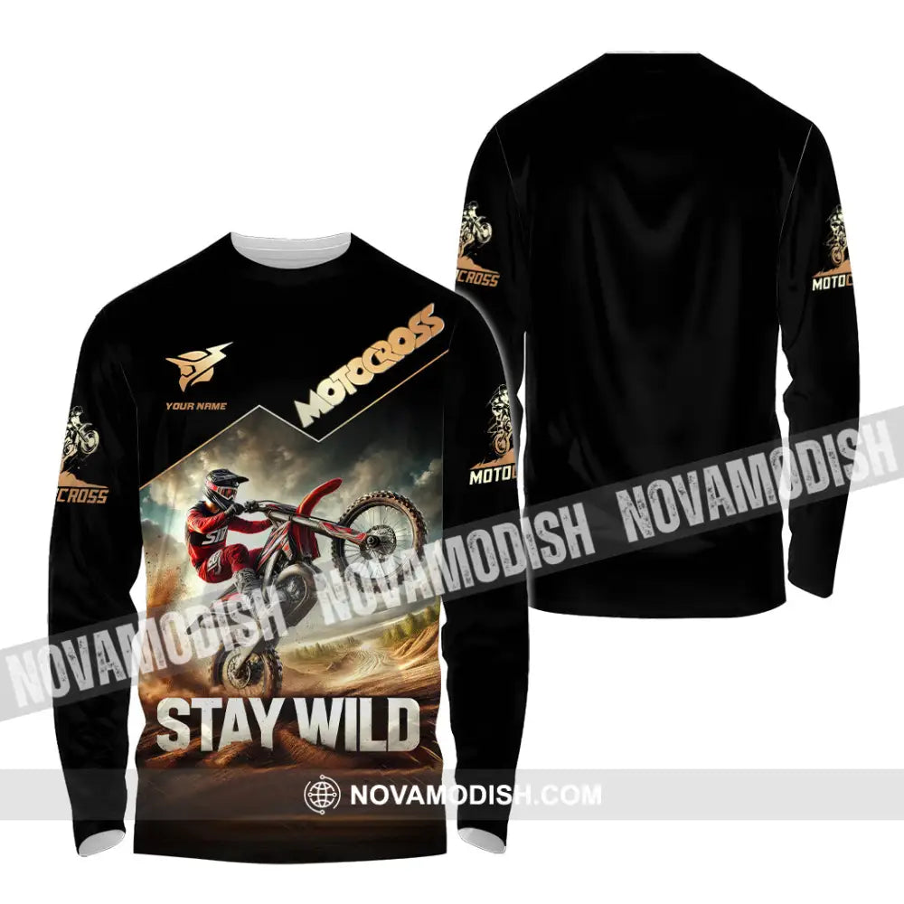 Unisex Shirt Custom Name Motocross Polo Long Sleeve / S T-Shirt