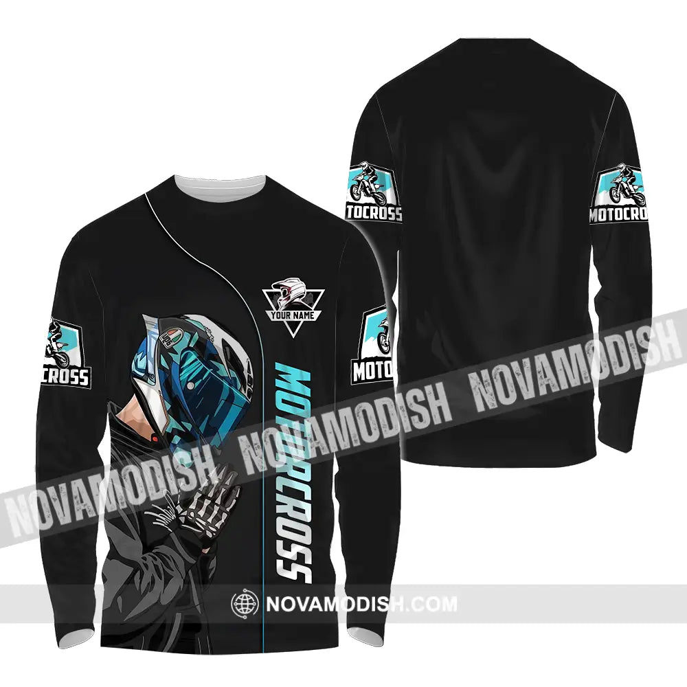 Unisex Shirt - Custom Name Motocross Shirt Praying Long Sleeve Shirt / S T-shirt