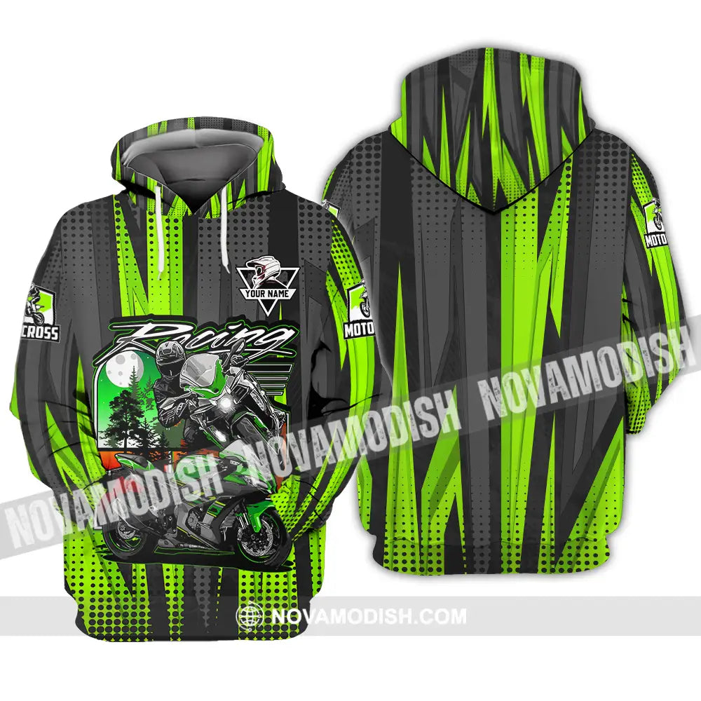 Unisex Shirt - Custom Name Motocross Shirt Racing Check Hoodie / S T-shirt