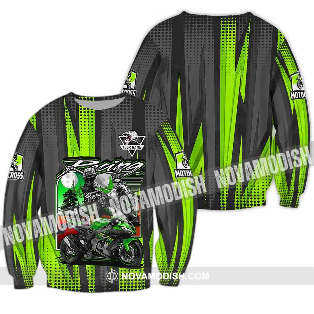 Unisex Shirt - Custom Name Motocross Shirt Racing Check Long Sleeve / S T-shirt