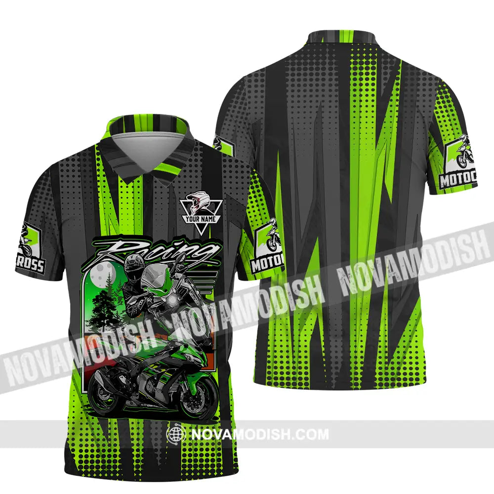 Unisex Shirt - Custom Name Motocross Shirt Racing Check Polo Shirt / S T-shirt