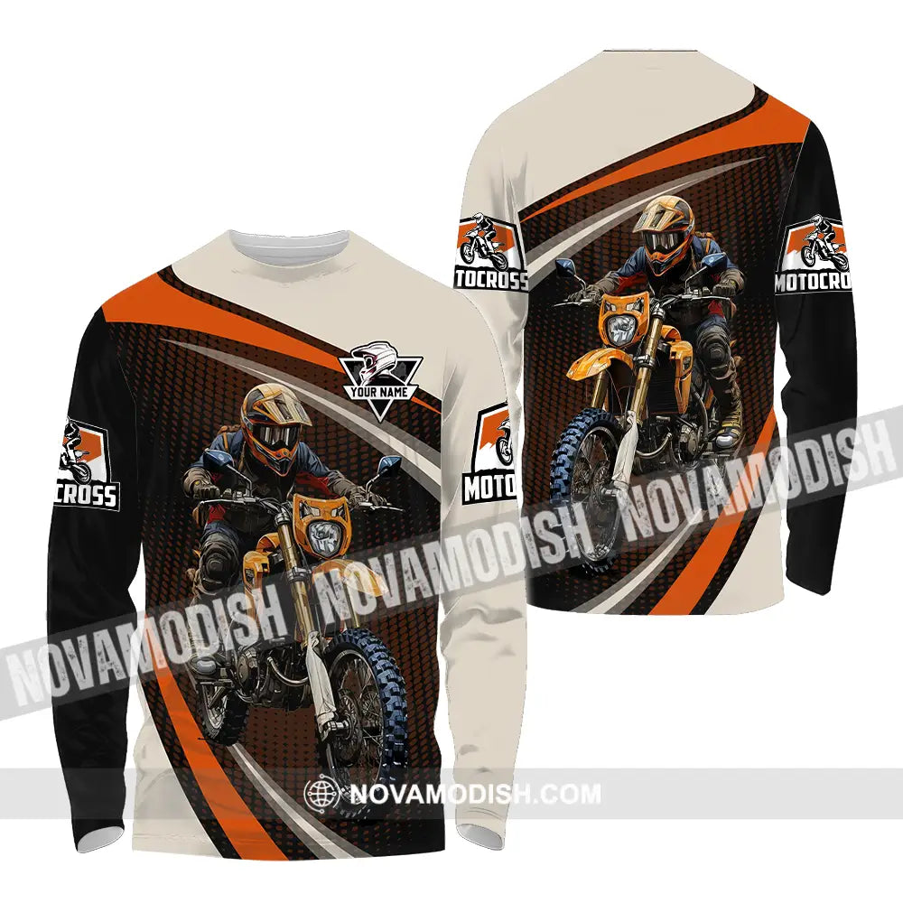Unisex Shirt - Custom Name Motocross Shirt Racing Player Long Sleeve Shirt / S T-shirt
