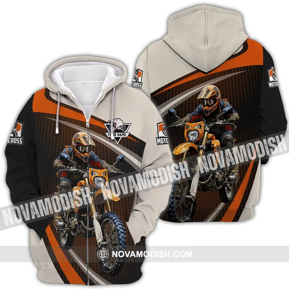 Unisex Shirt - Custom Name Motocross Shirt Racing Player Zipper Hoodie / S T-shirt