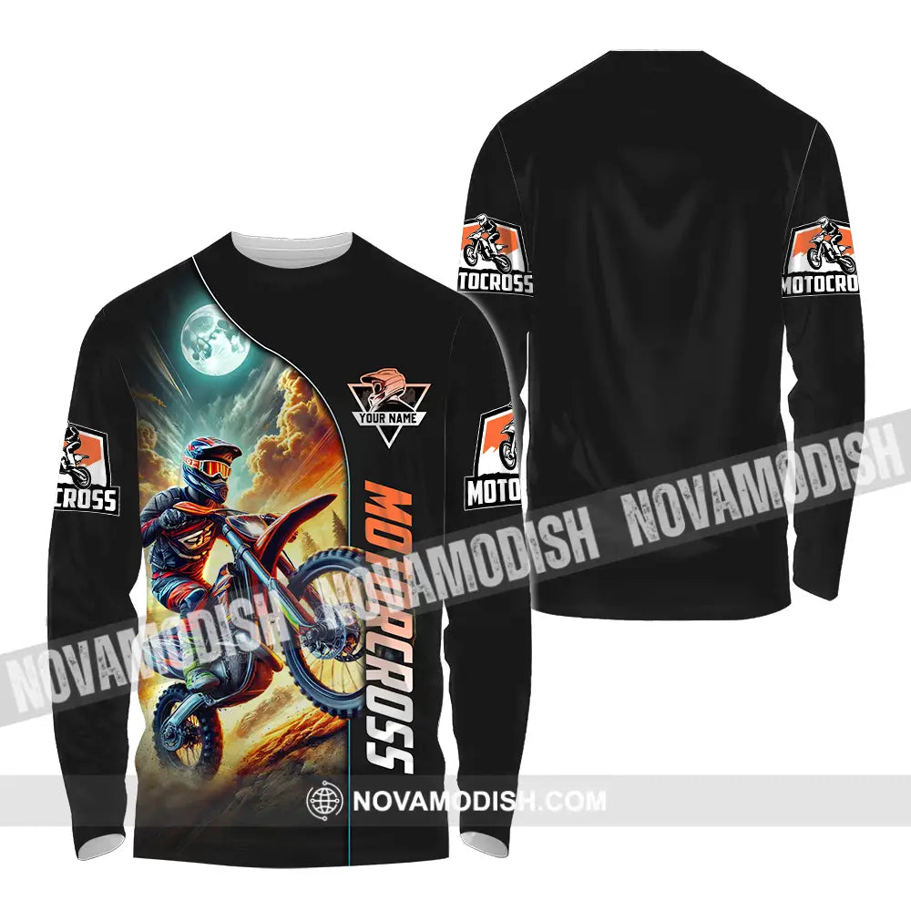 Unisex Shirt - Custom Name Motocross Shirt Racing Sky Long Sleeve Shirt / S T-shirt