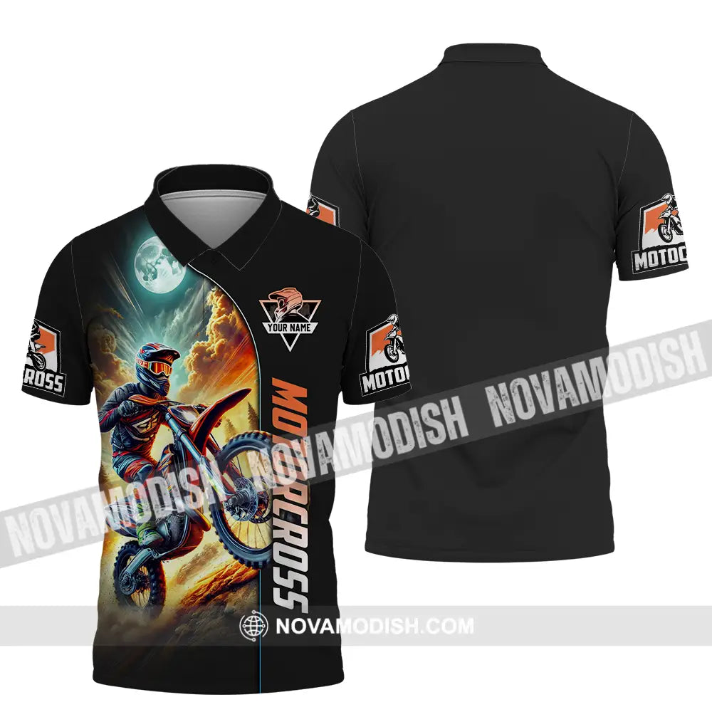 Unisex Shirt - Custom Name Motocross Shirt Racing Sky Polo Shirt / S T-shirt