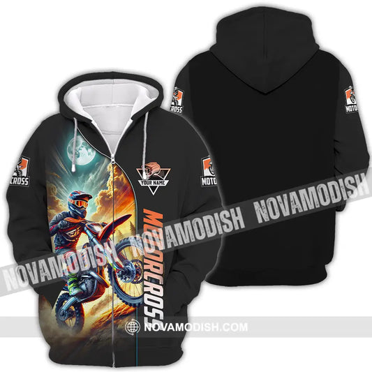Unisex Shirt - Custom Name Motocross Shirt Racing Sky Zipper Hoodie / S T-shirt
