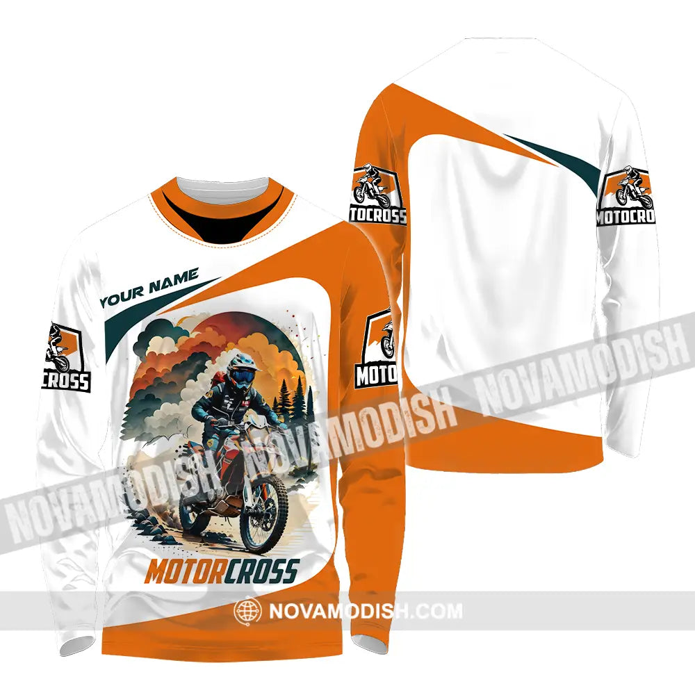 Unisex Shirt - Custom Name Motocross Sport Shirt Cross The Forest Long Sleeve Shirt / S T-shirt