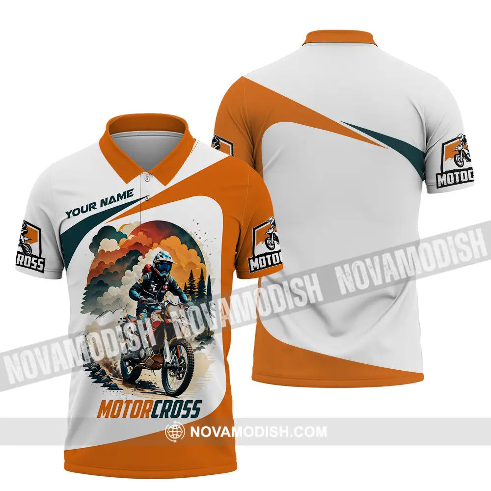 Unisex Shirt - Custom Name Motocross Sport Shirt Cross The Forest Polo Shirt / S T-shirt