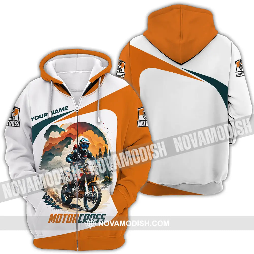Unisex Shirt - Custom Name Motocross Sport Shirt Cross The Forest Zipper Hoodie / S T-shirt