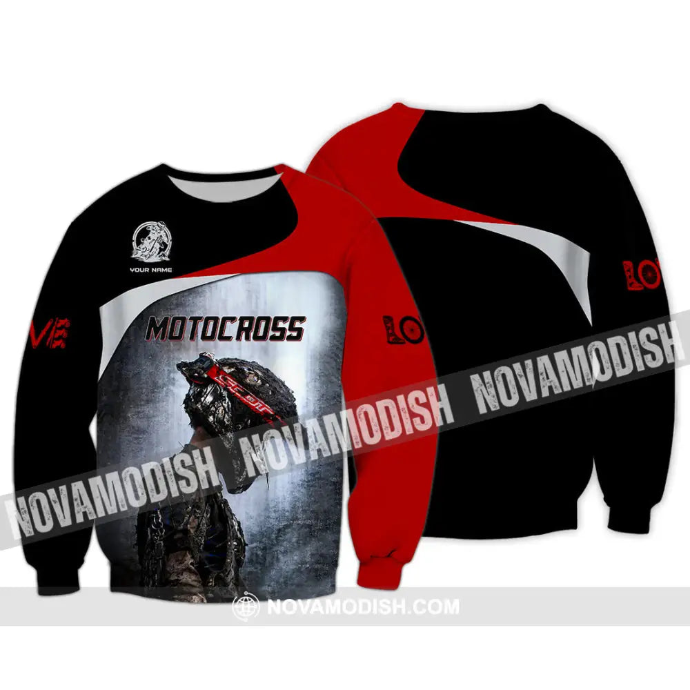 Unisex Shirt - Custom Name Motocross Sport Shirt Sporty Human Long Sleeve / S T-shirt
