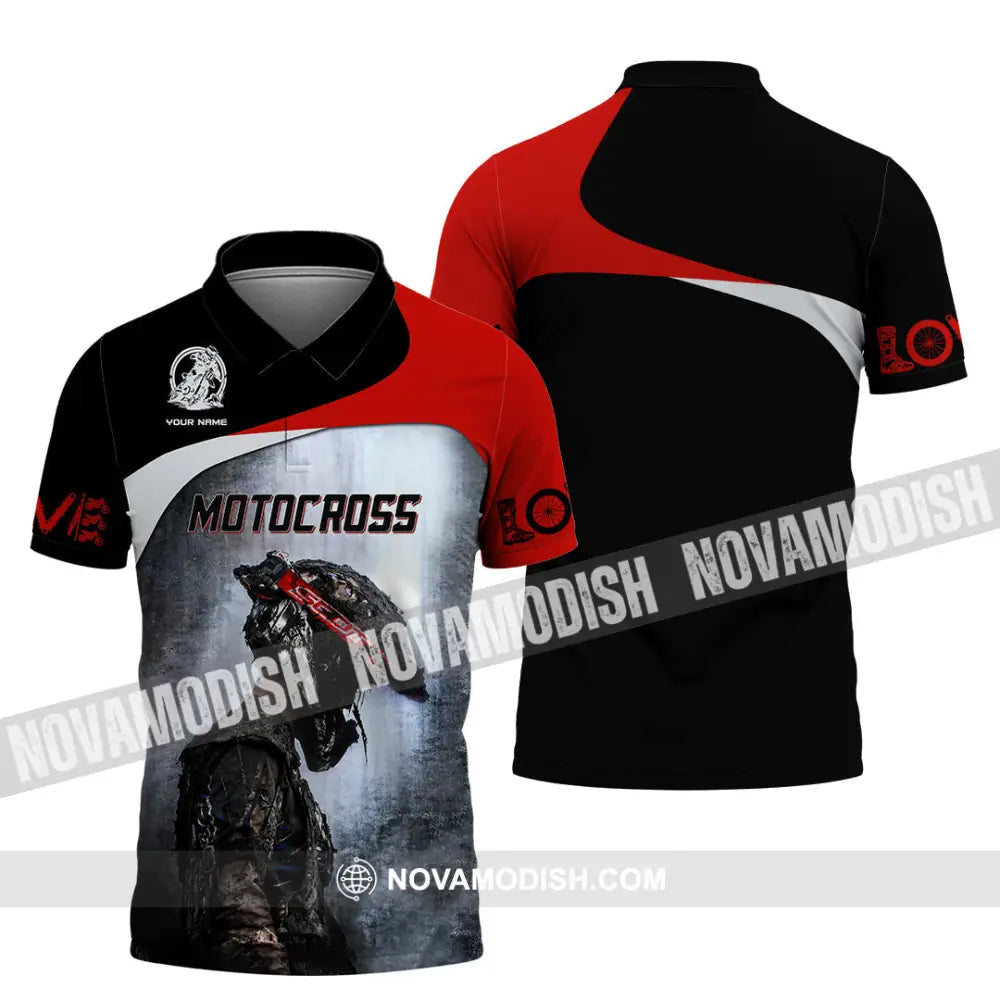 Unisex Shirt - Custom Name Motocross Sport Shirt Sporty Human Polo Shirt / S T-shirt