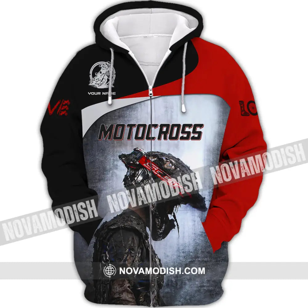Unisex Shirt - Custom Name Motocross Sport Shirt Sporty Human Zipper Hoodie / S T-shirt