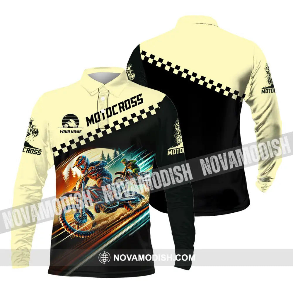 Unisex Shirt Custom Name Motocross T-Shirt Motorcycle Racing Hoodie Long Sleeve Gift For Lovers