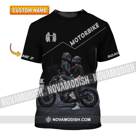 Unisex Shirt Custom Name Motorbike Couple Love T-Shirt T-Shirt