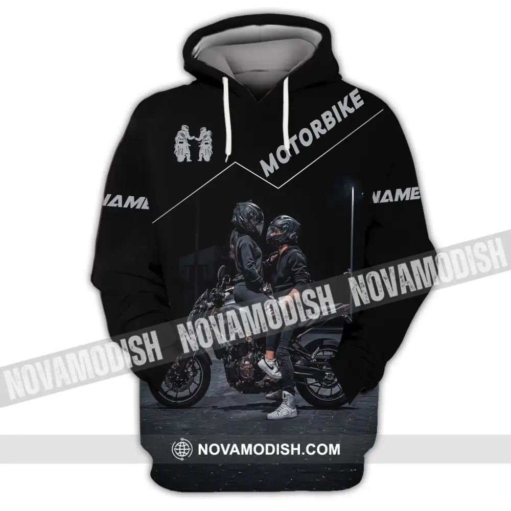 Unisex Shirt Custom Name Motorbike Couple Love T-Shirt Hoodie / S T-Shirt