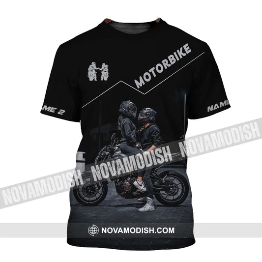 Unisex Shirt Custom Name Motorbike Couple Love T-Shirt / S T-Shirt