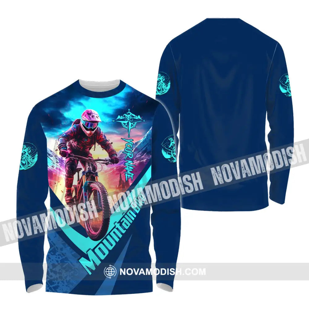 Unisex Shirt - Custom Name Mountain Bike Shirt Mountain Biker Long Sleeve Shirt / S T-shirt