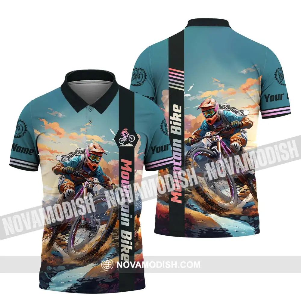 Unisex Shirt - Custom Name Mountain Bike Shirt Biker Polo Shirt / S T-shirt