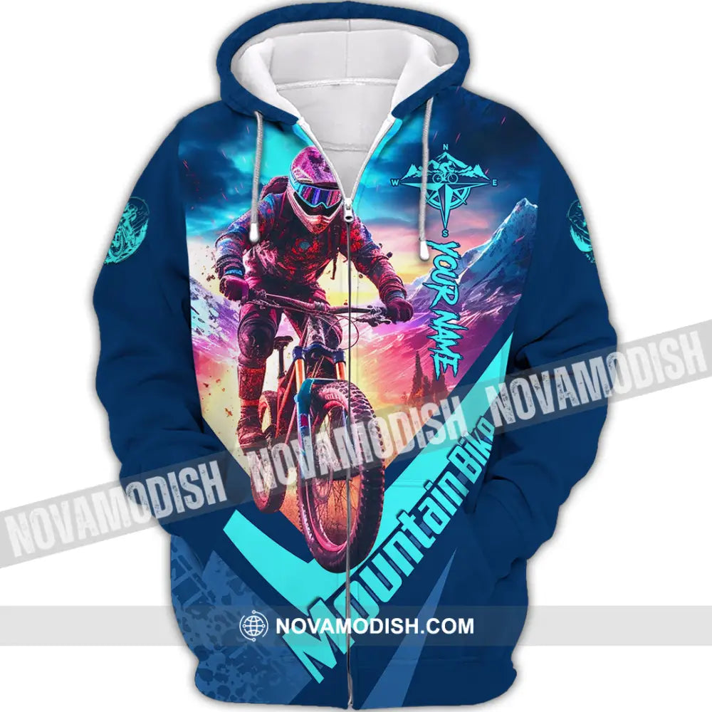 Unisex Shirt - Custom Name Mountain Bike Shirt Mountain Biker Zipper Hoodie / S T-shirt