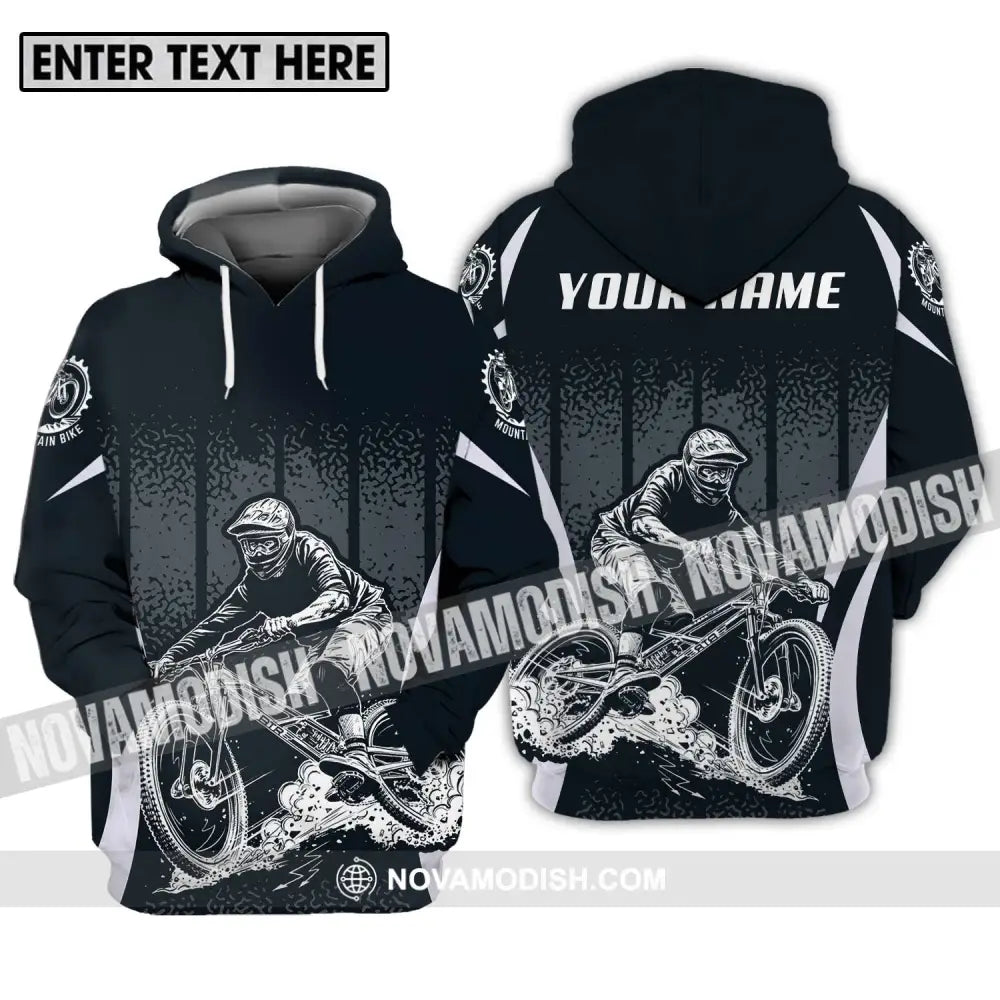 Unisex Shirt - Custom Name Mountain Bike Shirt Black Biker Hoodie / S T-shirt