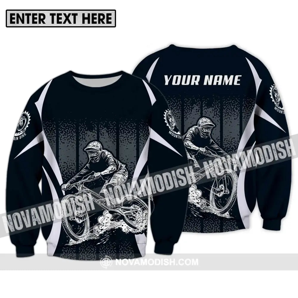 Unisex Shirt - Custom Name Mountain Bike Shirt Black Biker Long Sleeve / S T-shirt