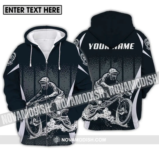 Unisex Shirt - Custom Name Mountain Bike Shirt Black Biker Zipper Hoodie / S T-shirt