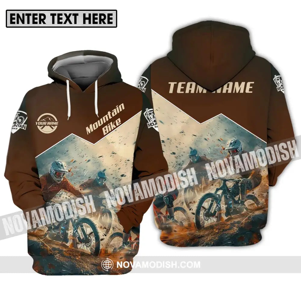 Unisex Shirt - Custom Name Mountain Bike Shirt Brown Biker Hoodie / S T-shirt
