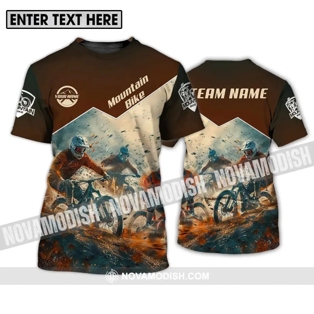Unisex Shirt - Custom Name Mountain Bike Shirt Brown Biker T-Shirt / S T-shirt