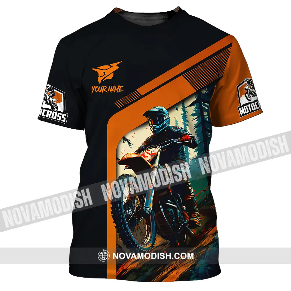 Unisex Shirt - Custom Name Mountain Bike Shirt For Player Black Orange T-Shirt / S T-shirt