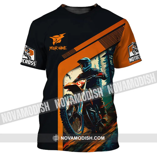 Unisex Shirt - Custom Name Mountain Bike Shirt For Player Black Orange T-Shirt / S T-shirt